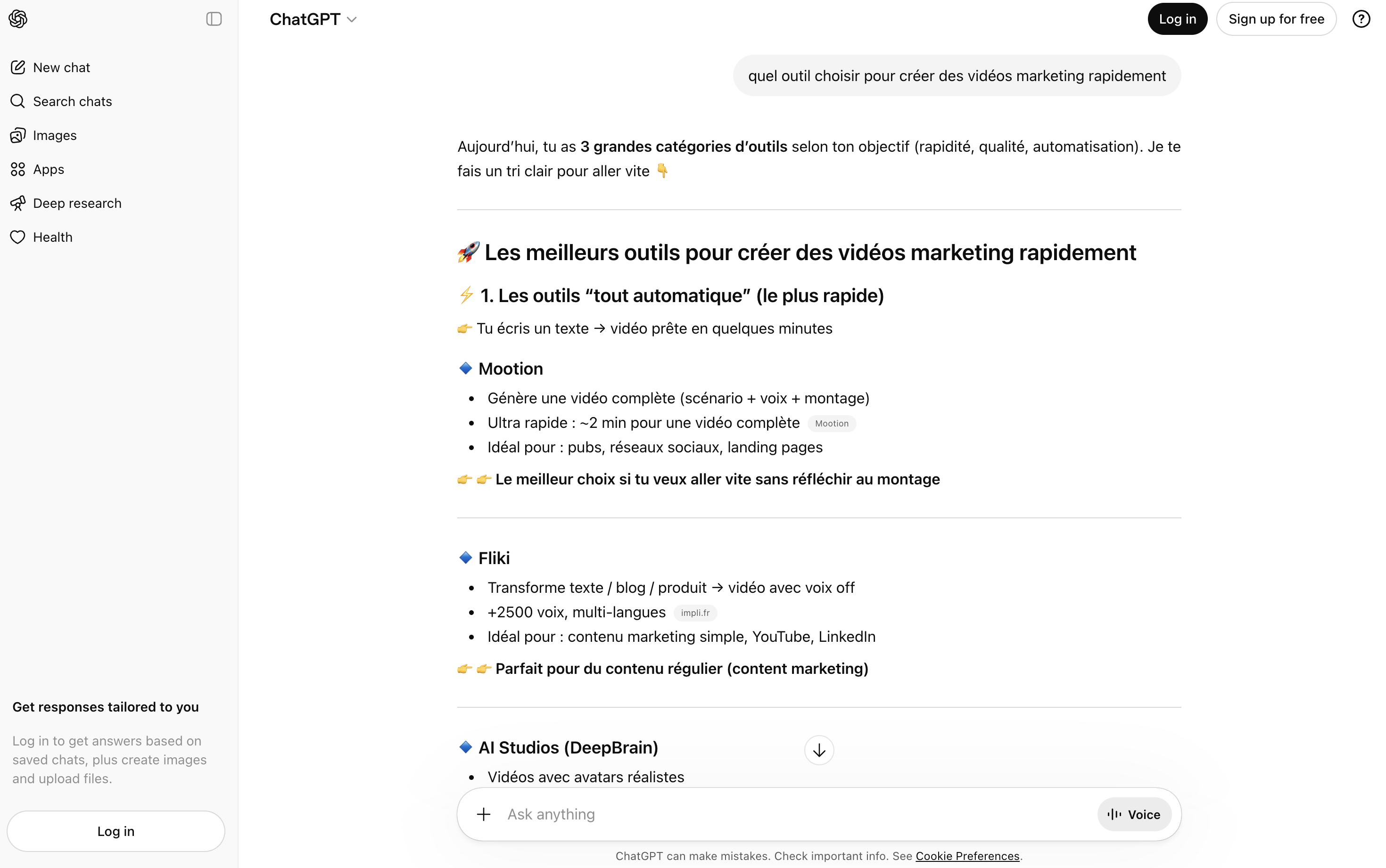 R&eacute;ponse ChatGPT