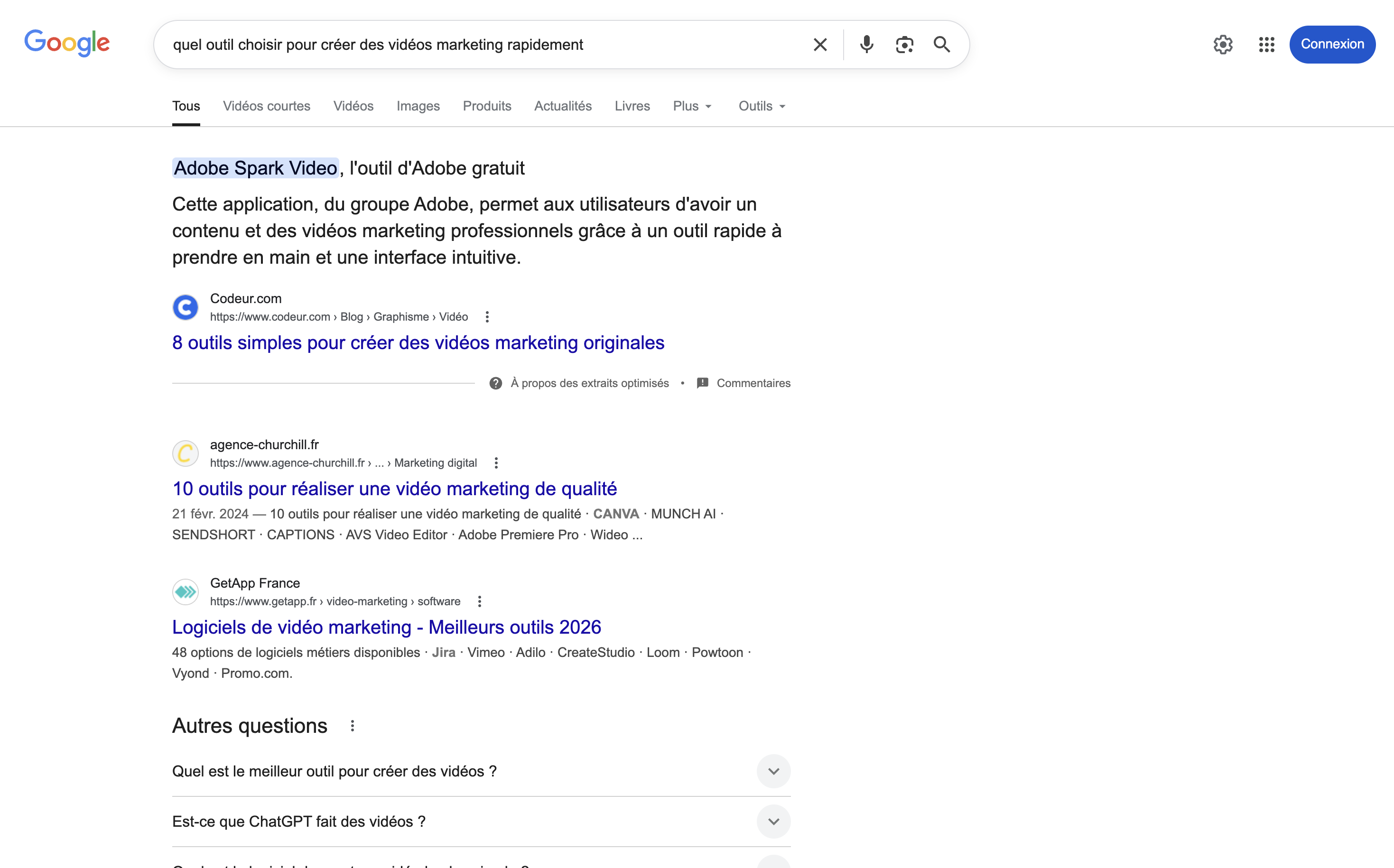 R&eacute;sultats Google