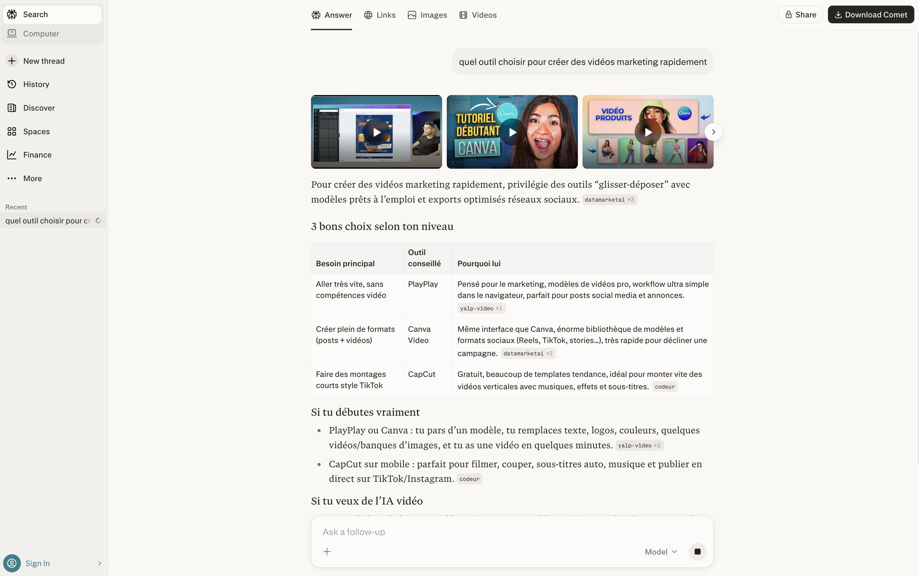 R&eacute;ponse Perplexity