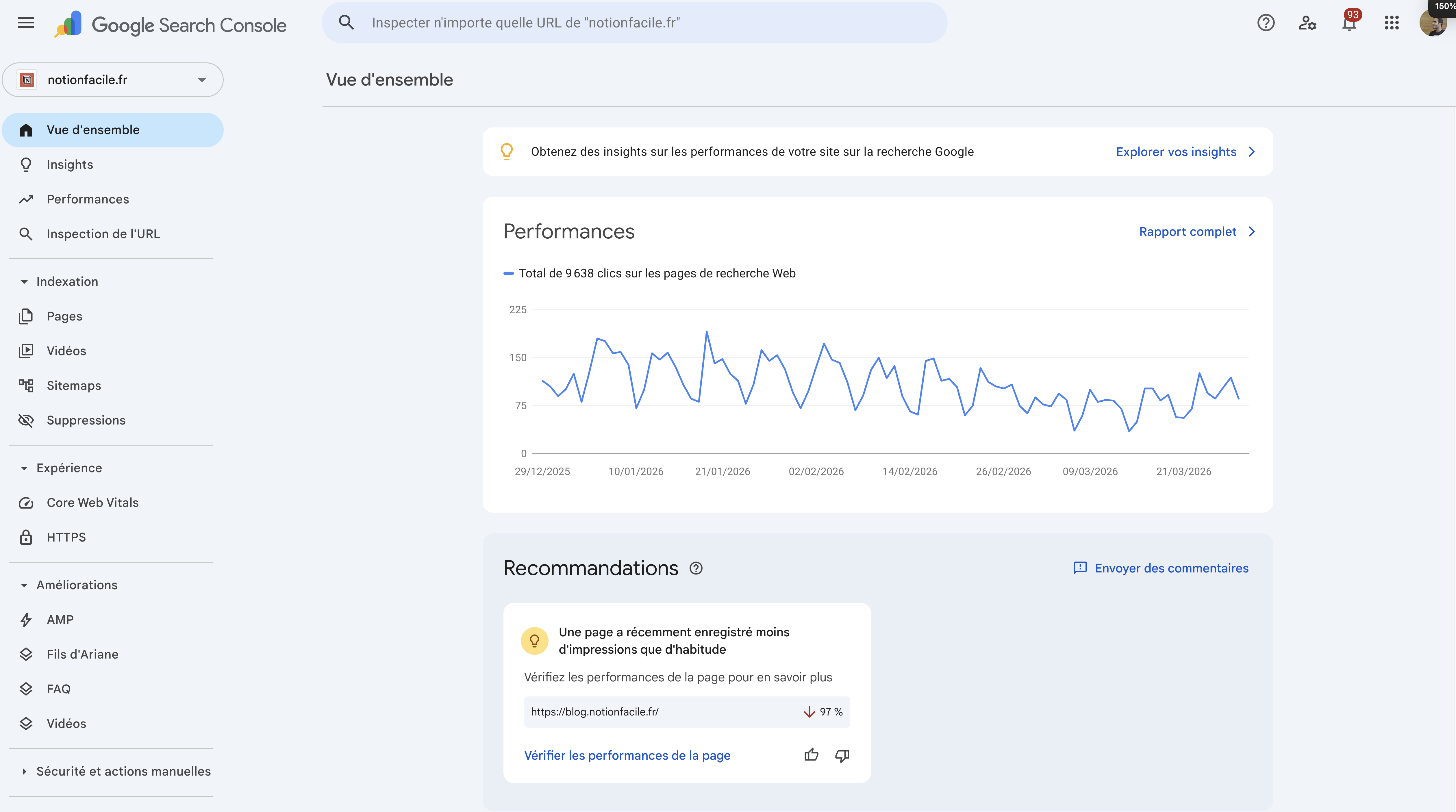 Google Search Console &mdash; notionfacile.fr