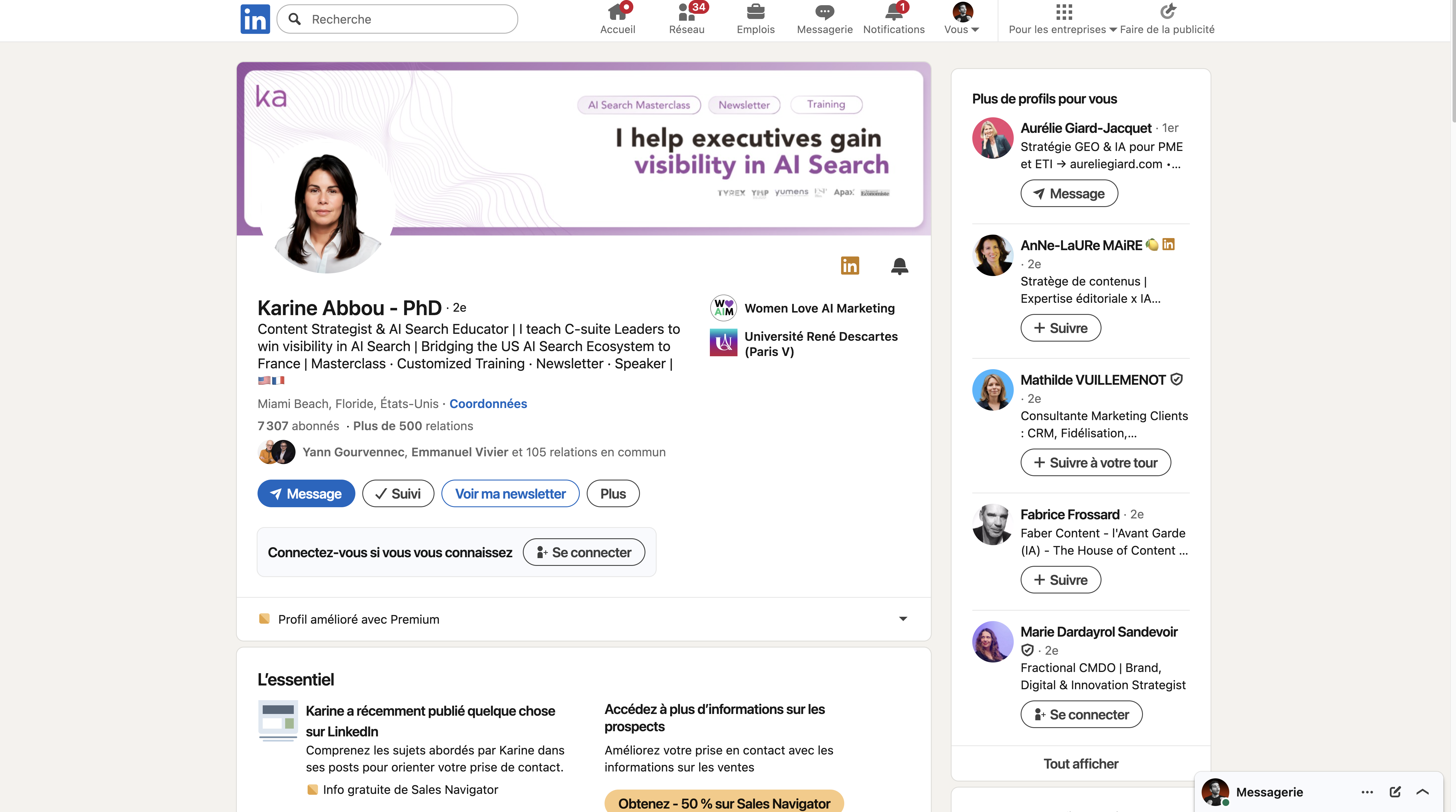 Profil LinkedIn &mdash; Karine Abbou