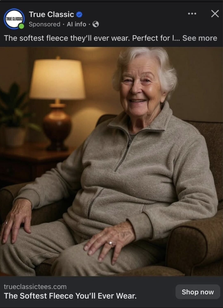 Version IA — grand-mère en fauteuil